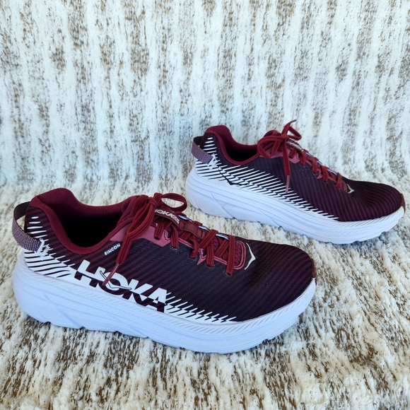 Hoka One One "Rincon 2" Athletic Running Shoe Maroon White | Women's Size 8.5 - Picture 7 of 13